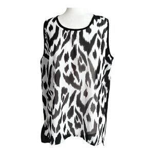 SULTRY PLUS Black and White Sheer Open Back  Sleeveless Top Size IX